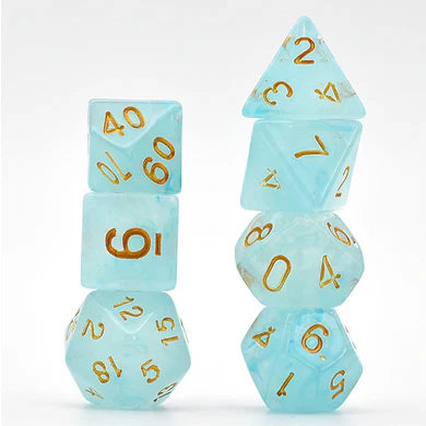 Cyan Silk Translucent Dice RPG Dice Set